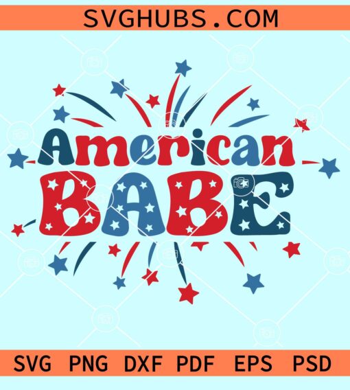 American babe with fireworks svg