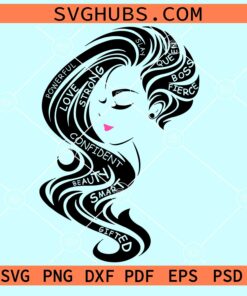 Black woman with long curly hair svg