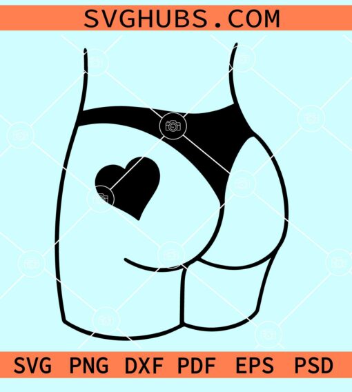 Booty with love heart svg