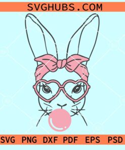 Bubblegum Easter bunny with bandana svg
