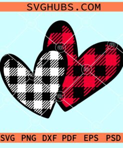 Buffalo plaid valentine hearts svg