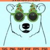 Christmas bear with sunglasses svg