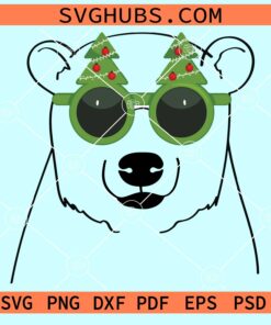 Christmas bear with sunglasses svg