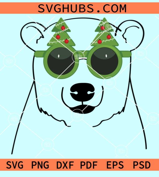 Christmas bear with sunglasses svg