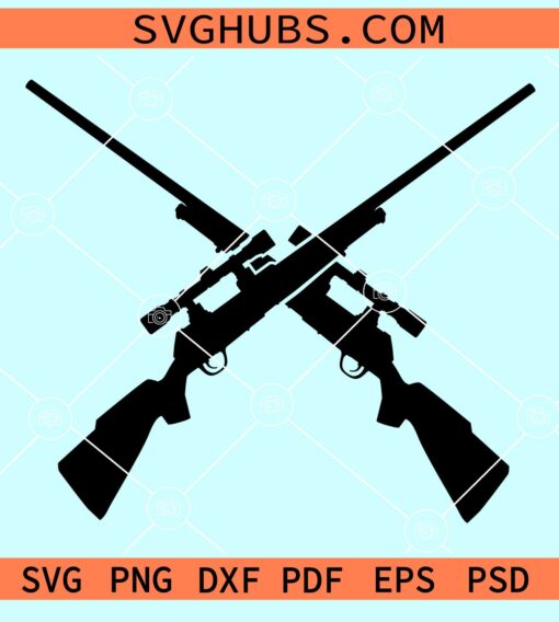 Crossed rifles silhouette svg