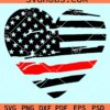 Distressed American heart red line flag svg