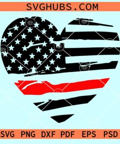 Distressed American heart red line flag svg