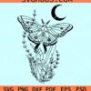 Floral crystal butterfly with moon svg