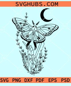 Floral crystal butterfly with moon svg