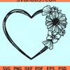 Floral double heart frame svg