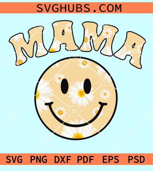 Floral mama smiley face svg
