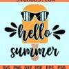 Hello summer popsicle with sunglasses svg