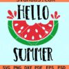 Hello summer watermelon slice svg