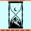 Hourglass with mountains svg