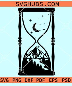 Hourglass with mountains svg