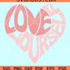 Love yourself wavy letters heart svg