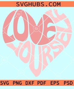 Love yourself wavy letters heart svg