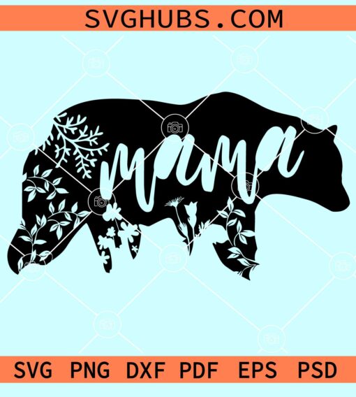 Mama bear floral svg