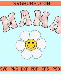 Mama with daisy smiley face svg
