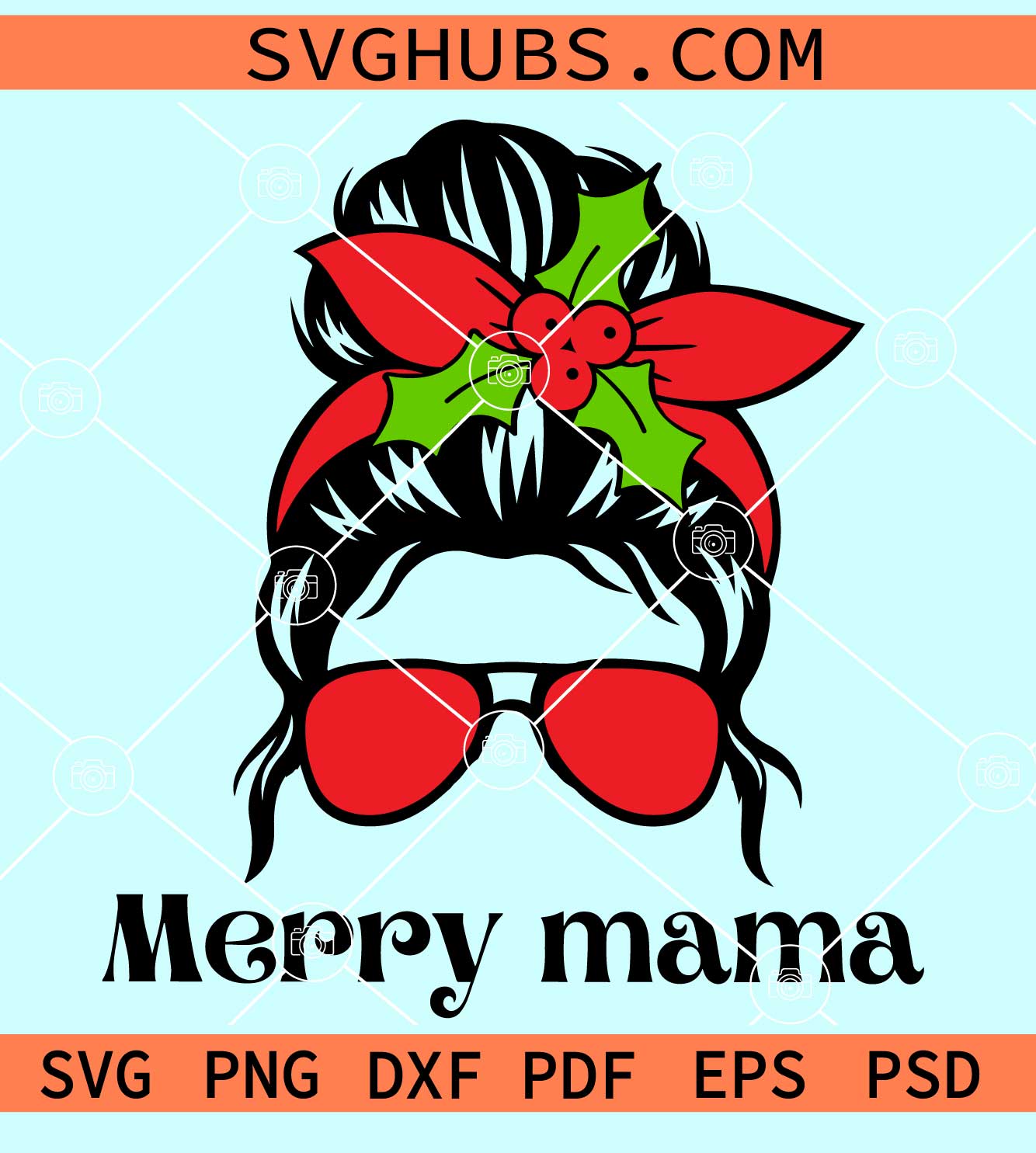 Merry mama svg, Funny Messy bun momlife Christmas SVG, Christmas Merry