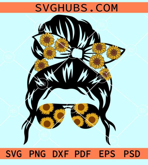 Messy bun sunflower svg