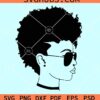 Natural hair afro queen with sunglasses svg