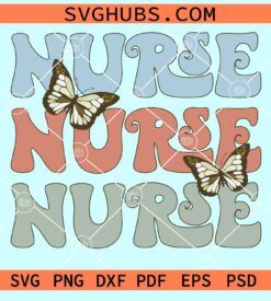 Stacked nurse with butterflies svg