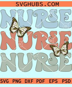 Stacked nurse with butterflies svg