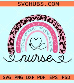 Stethoscope nurse leopard rainbow svg