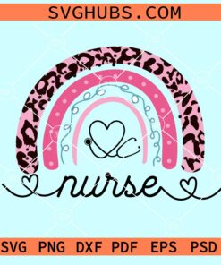 Stethoscope nurse leopard rainbow svg