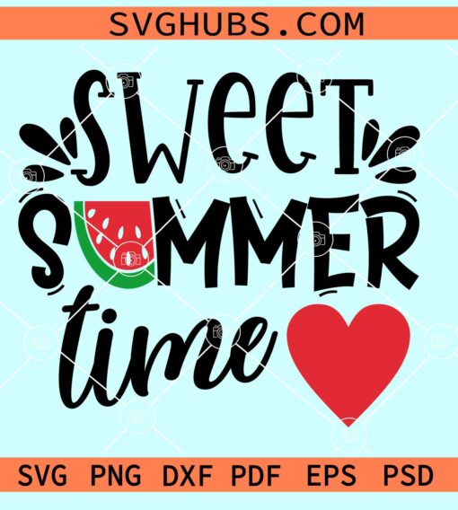 Sweet summertime watermelon slice with love heart svg