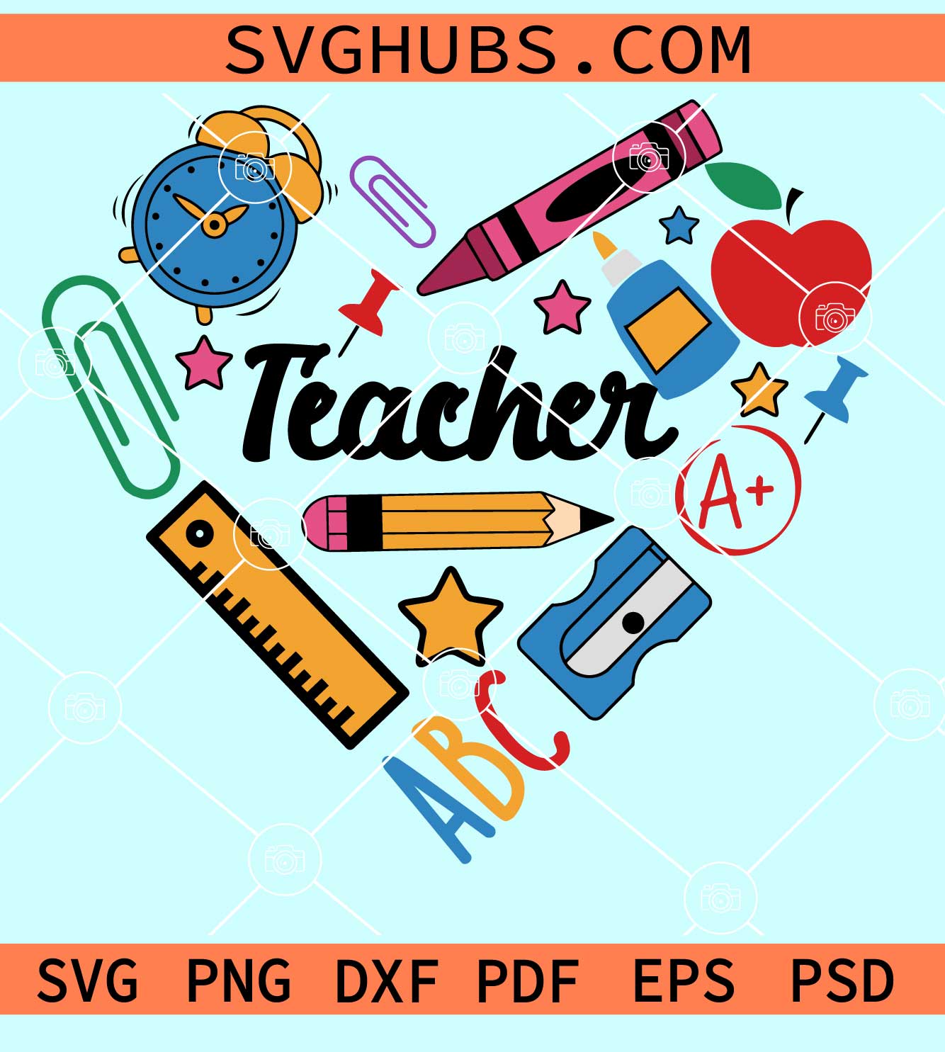 Teacher school supplies heart svg, Teacher svg, Teacher heart svg