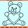 Teddy bear with love heart svg