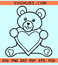 Teddy bear with love heart svg