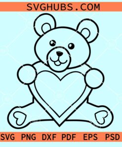 Teddy bear with love heart svg