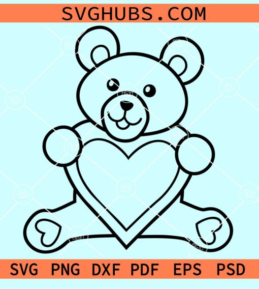 Teddy bear with love heart svg