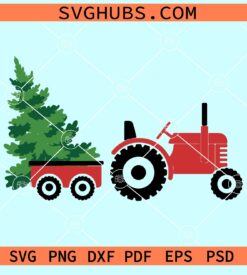 Tractor with Christmas tree svg