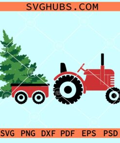 Tractor with Christmas tree svg