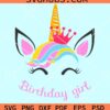 Unicorn birthday girl svg