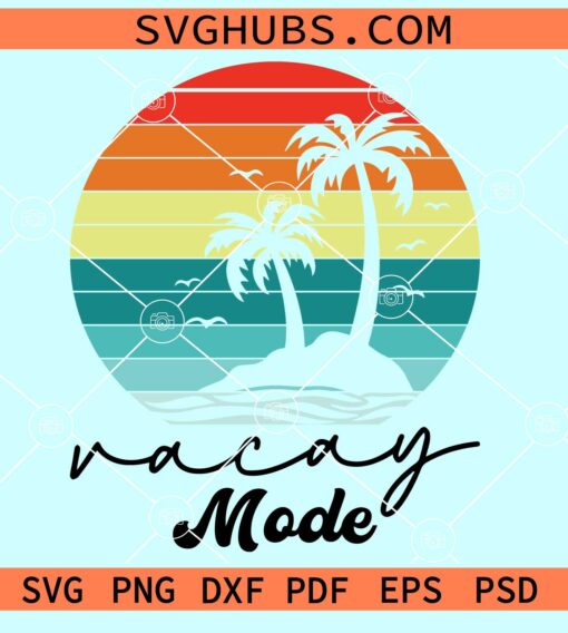 Vacay mode retro beach scene svg