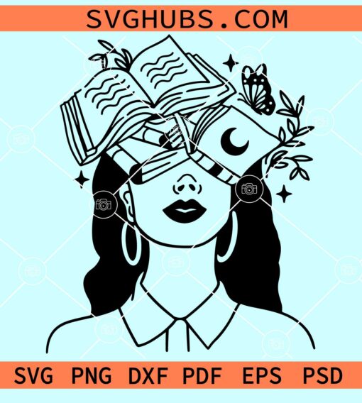 Woman with floral books on face svg