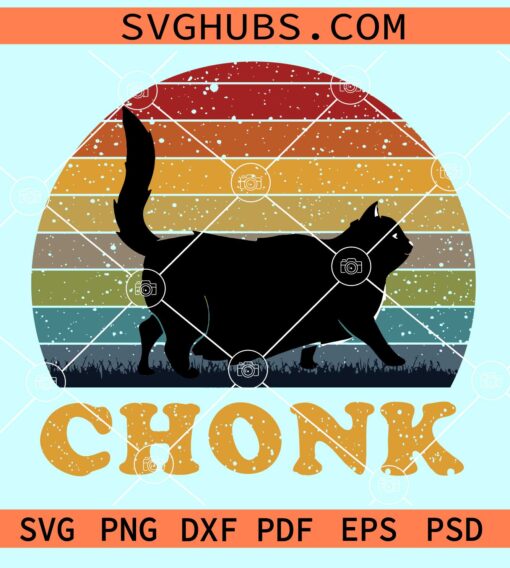 Chonk cat retro vintage background svg