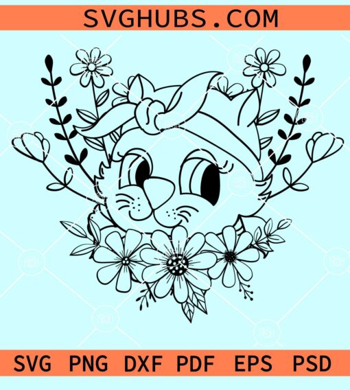 Cute floral cat svg