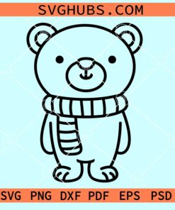 Cute little bear with scarf svg