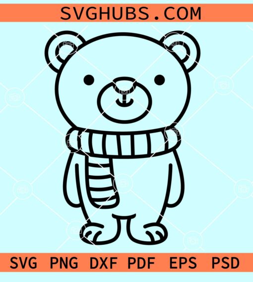 Cute little bear with scarf svg