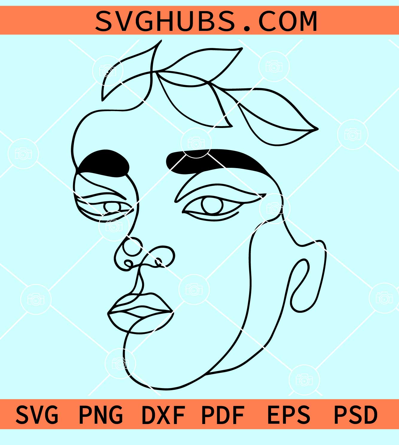 Floral woman face line art design svg, Floral Woman Face Outline Svg