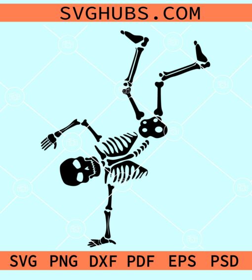 Halloween skeleton flip dancing svg