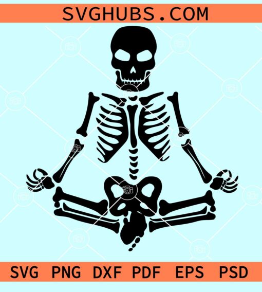 Halloween skeleton yoga pose svg