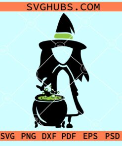 Halloween witch with Bubbling Cauldron Pot Soup svg