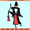 Halloween witch with broom svg